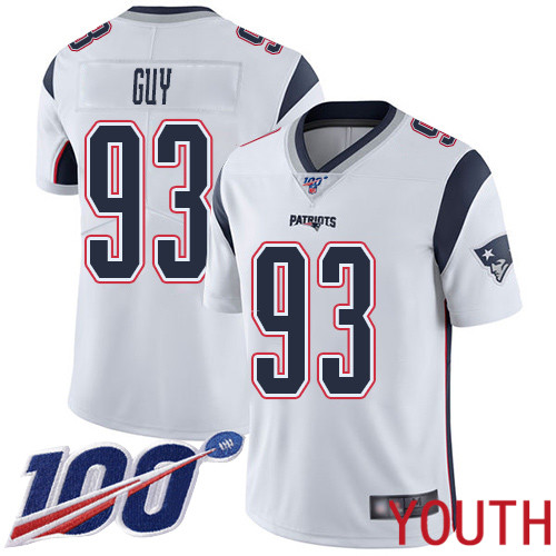 New England Patriots Football 93 Vapor Untouchable 100th Season Limited White Youth Lawrence Guy Road NFL Jersey